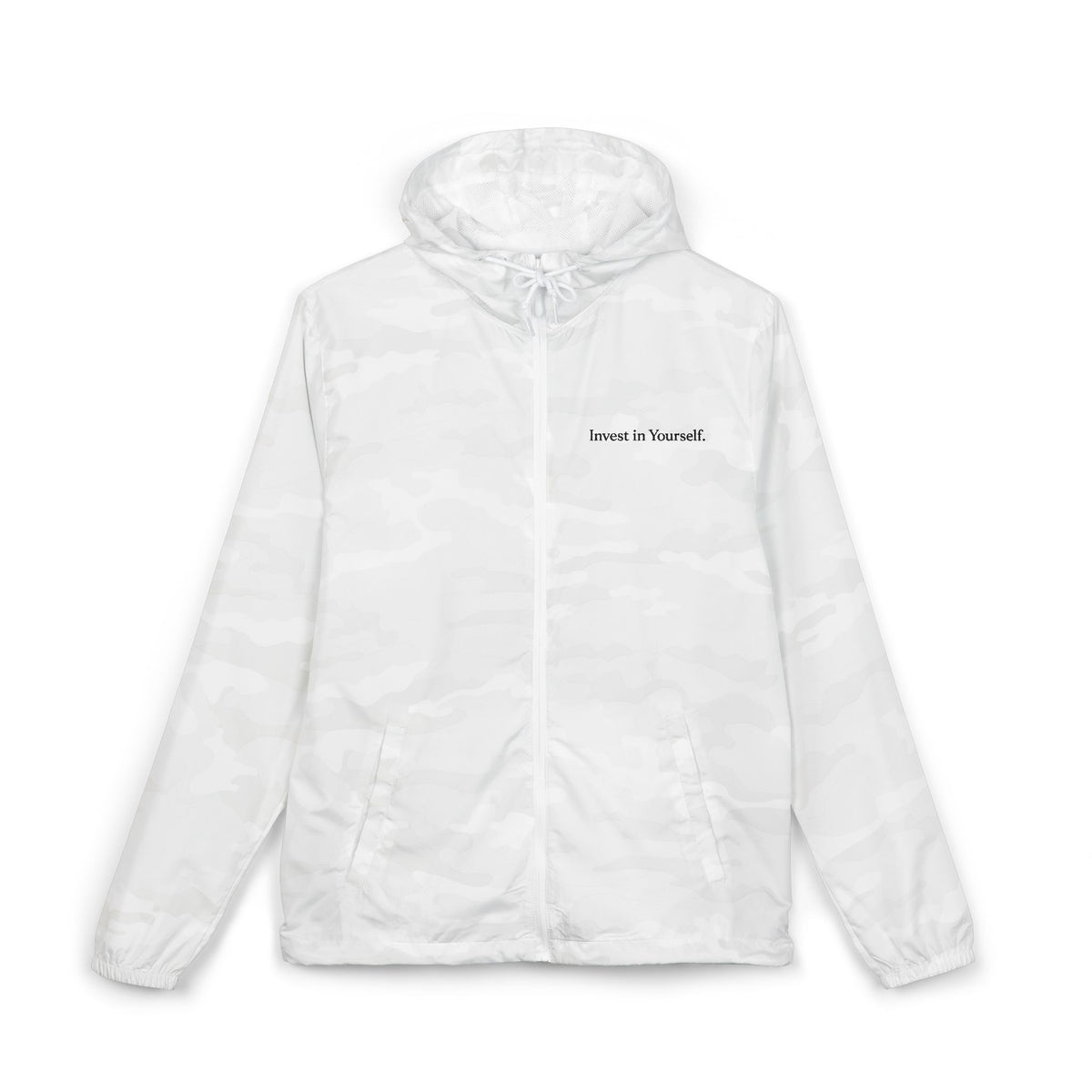 Windbreaker Jacket — Minimal 'Love Is Worth It' White Zip Hoodie-Style Windbreaker